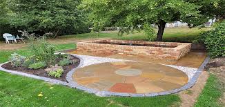 Circular Sandstone Patio Raised Pond