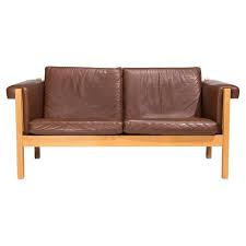 Hans Wegner Leather Sofa In Oak Mid