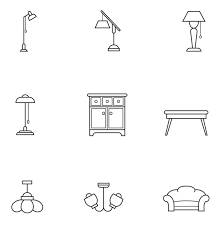 Basic Furniture Thin Line Icon Set