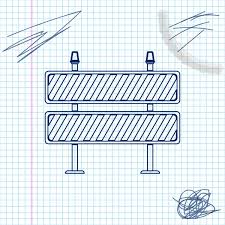 Road Barrier Line Sketch Icon On White
