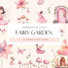 Watercolor Fairy Garden Clipart Cute