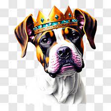Adorable Boxer Dog Wearing Crown Png