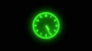 Green Neon Clock Isolated Animated On