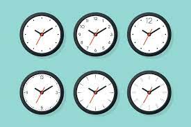Flat Vector Wall Office Clock Icon Set