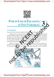 10 Maths Pair Of Linear Equations