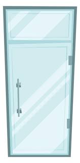 Glossy Glass Door Clean Doorway Cartoon