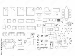 Set Furniture Elements Outline Symbol