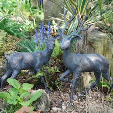 Large Stag Doe Deer Bronze Garden Statues