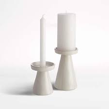 Marin White Taper Pillar Candle Holders