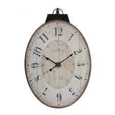 A B Home Thaddeus 29 Inch Antique White Oval Wall Clock