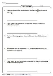 Arithmetic Sequence Worksheets