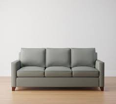 Cameron Square Arm Upholstered Full Sleeper Sofa With Memory Foam Mattress Polyester Wrapped Cushions Performance Slub Weave Moss Pottery Barn