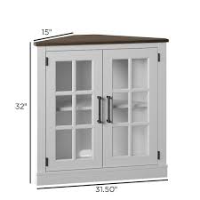 White Accent Cabinet With Glass Doors