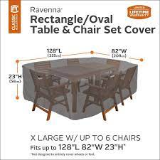 Classic Accessories Ravenna Rectangular Oval Patio Table Chair Set Cover