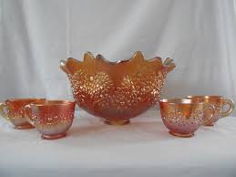 Carnival Glass Orange Tree Punch Bowl
