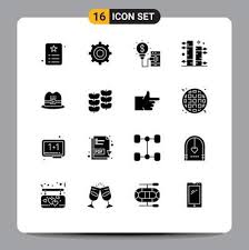 Pictogram Set Of 16 Simple Solid Glyphs