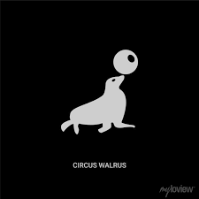 White Circus Walrus Vector Icon On