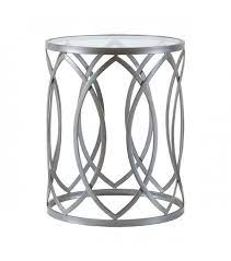 Silver Metal Eyelet Glass Top Accent