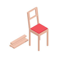 An Isometric Icon Of A Wooden Chair