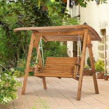 Garden Swing Chair Wooden 2 Seater
