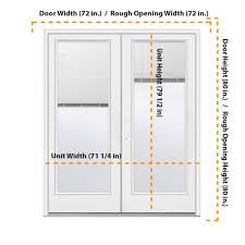 Jeld Wen 60 In X 80 In Right Hand Outswing Low E 1 Lite Primed Fiberglass Double Prehung Patio Door With Internal Blinds