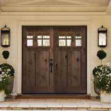 Krosswood Doors 72 In X 80 In Craftsman Left Hand Active 6 Lite Clear Glass Wood Black Stain Dentil Shelf Double Prehung Front Door