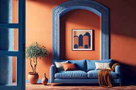 Home Interior Blue With Sofa And