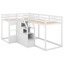White Twin L Shaped Bunk Bed