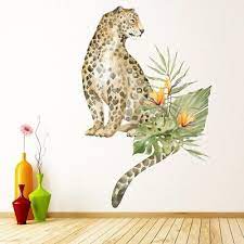 Leopard Tropical Flower Wall Sticker