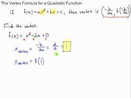 Vertex Formula Of A Quadratic Function