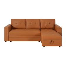 Faux Leather Rolled Arm Sectional Sofa