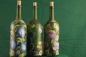 Hand Painted Lighted Wine Bottle
