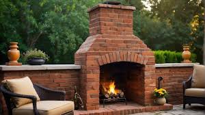 Elegant Outdoor Brick Fireplace On