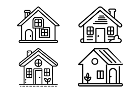 House Icon Outline Style Home Line Art