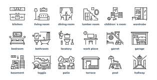 Home Rooms Line Icons Living Room