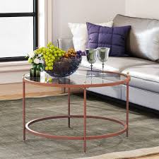 Rose Gold Round Glass Coffee Table