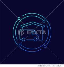 Home Delivery Icon With Van And House
