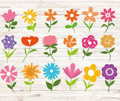 Flat Flowers Clipart Vector Stencil