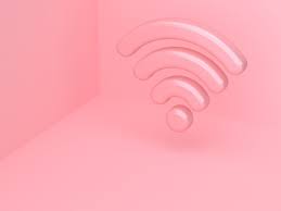 3d Pink Wi Fi Icon Reflection Wall