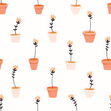 Seamless Pattern With Cute Flower Pots