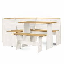 Urban Home Furniture Chapman 2 Tone Natural White Solid Wood Corner Dining Set Reversible Breakfast Nook