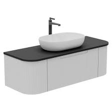 Fluted Vanity Unit Black Worktop