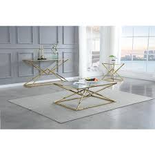 Best Master Furniture Emerson Gold Glass Console Table