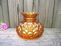 Amber Glass Lamp Shade Victorian Parlor