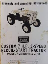 Sears Custom 7 Garden Tractor Owner