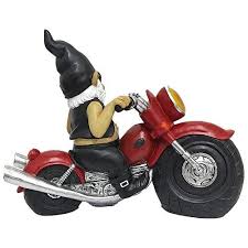 32cm Gnome Riding Motorcycle Garden