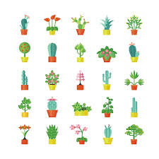 Free Vector House Plants Flat Icons Set