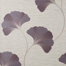 Fine Decor Miya Purple Ginkgo Textured