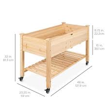 Best Choice S 48 In X 24 In X 32 In Wood Raised Garden Bed With Lockable Wheels Liner Natural