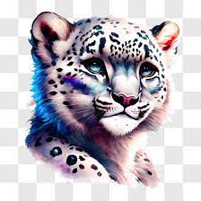 White Snow Leopard With Blue Eyes Png